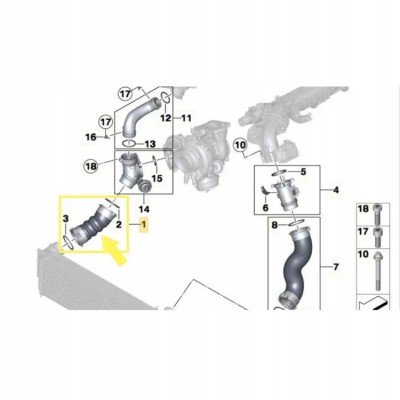 Патрубок интеркулера BMW F10, F11, F07, F06, F12, F13, F01 11617805401